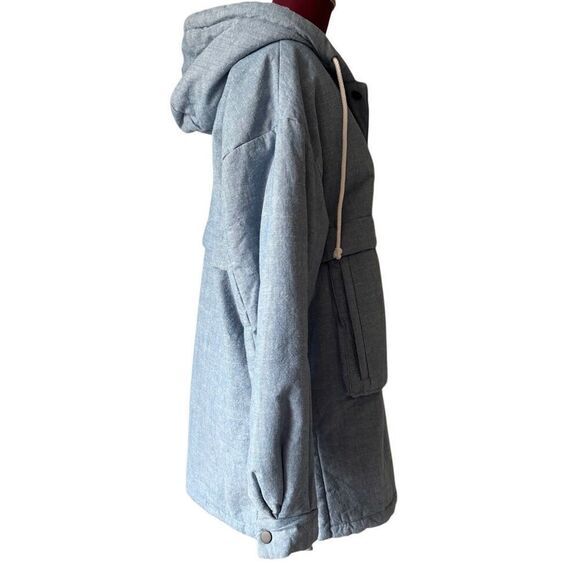 Bernie Bernardo Out And About Hooded Cotton Denim Jacket size S Oversized Blue - Picture 13 of 14